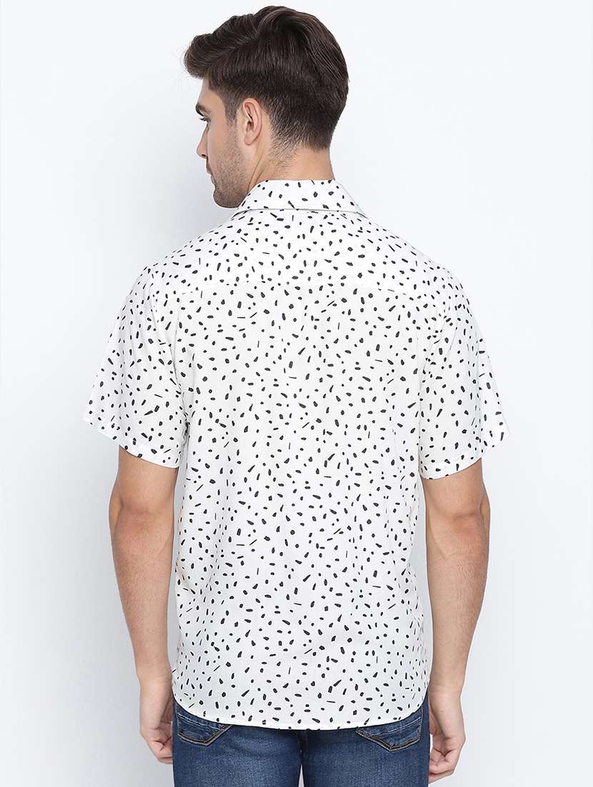 mens micro print casual shirt - 17996642 - Standard Image - 2