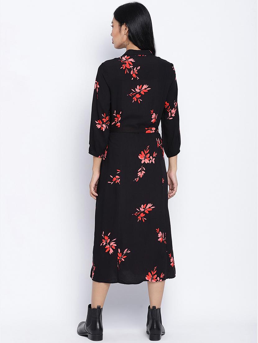 tie front floral a-line dress - 17996866 - Standard Image - 2
