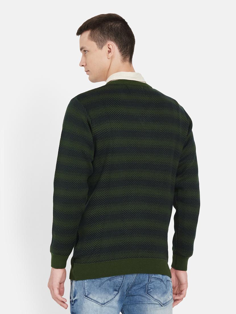 olive green striped pullover - 17997336 - Standard Image - 2