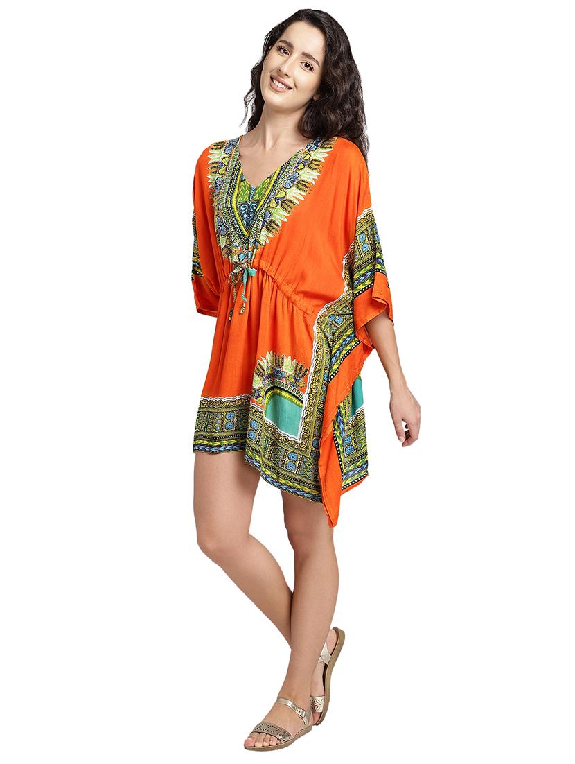 v-neck printed kaftan dress - 17997402 - Standard Image - 2
