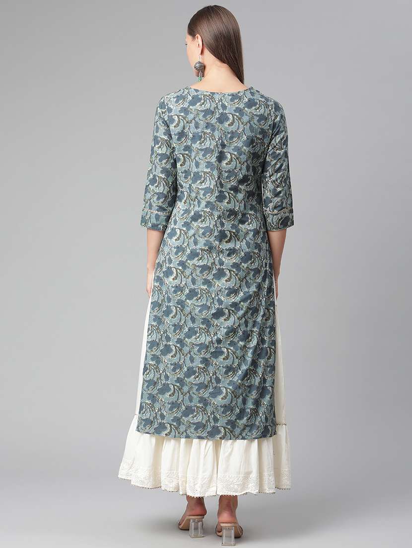 blue cotton kurta skirt  set - 17997474 -  Standard Image - 2