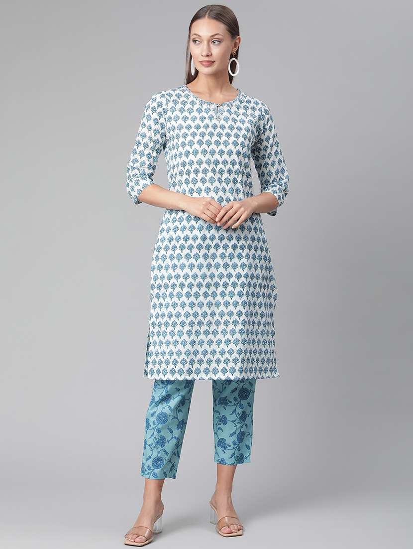 white cotton kurta pant  set