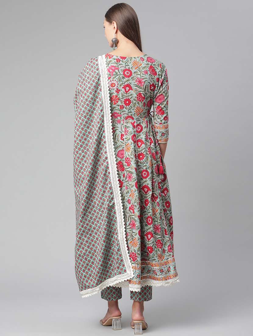 women three quarter sleeve kurta pant with dupatta set - 17997481 -  Standard Image - 2