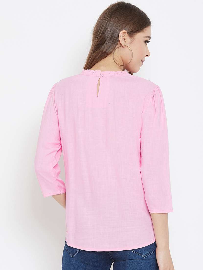 women's straight round neck top - 17997701 - Standard Image - 2