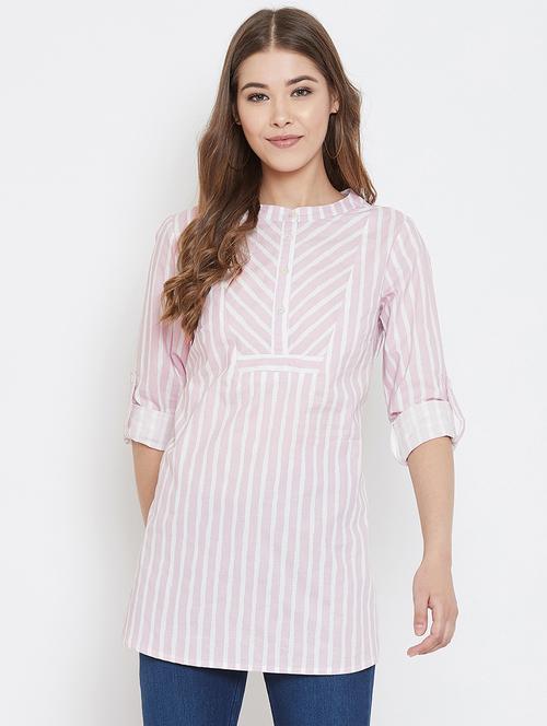 pink striped regular tunic - 17997703 - Standard Image - 0