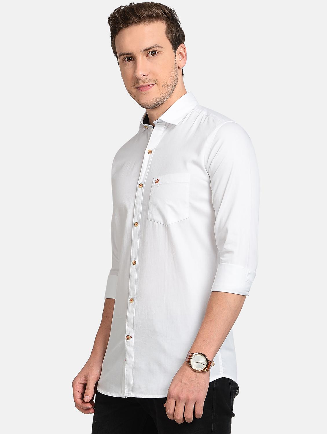 white solid casual shirt - 17997815 - Standard Image - 2