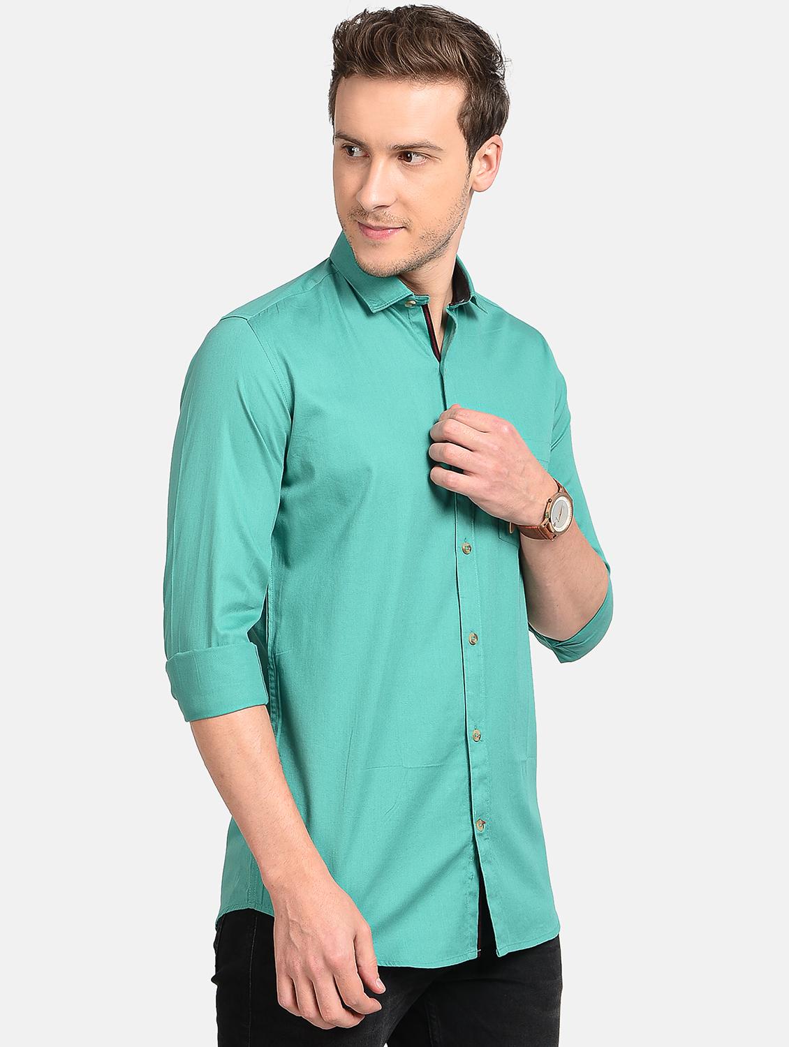light blue solid casual shirt - 17997818 - Standard Image - 2