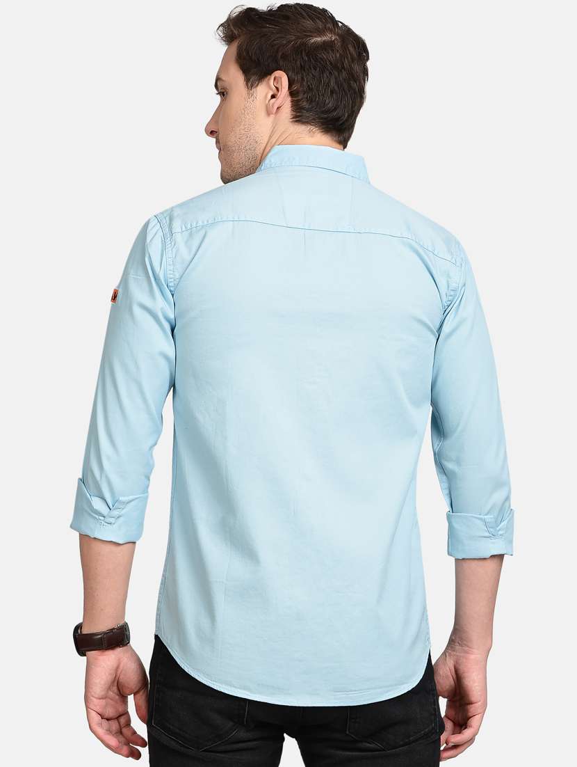 light blue printed casual shirt - 17997822 - Standard Image - 2