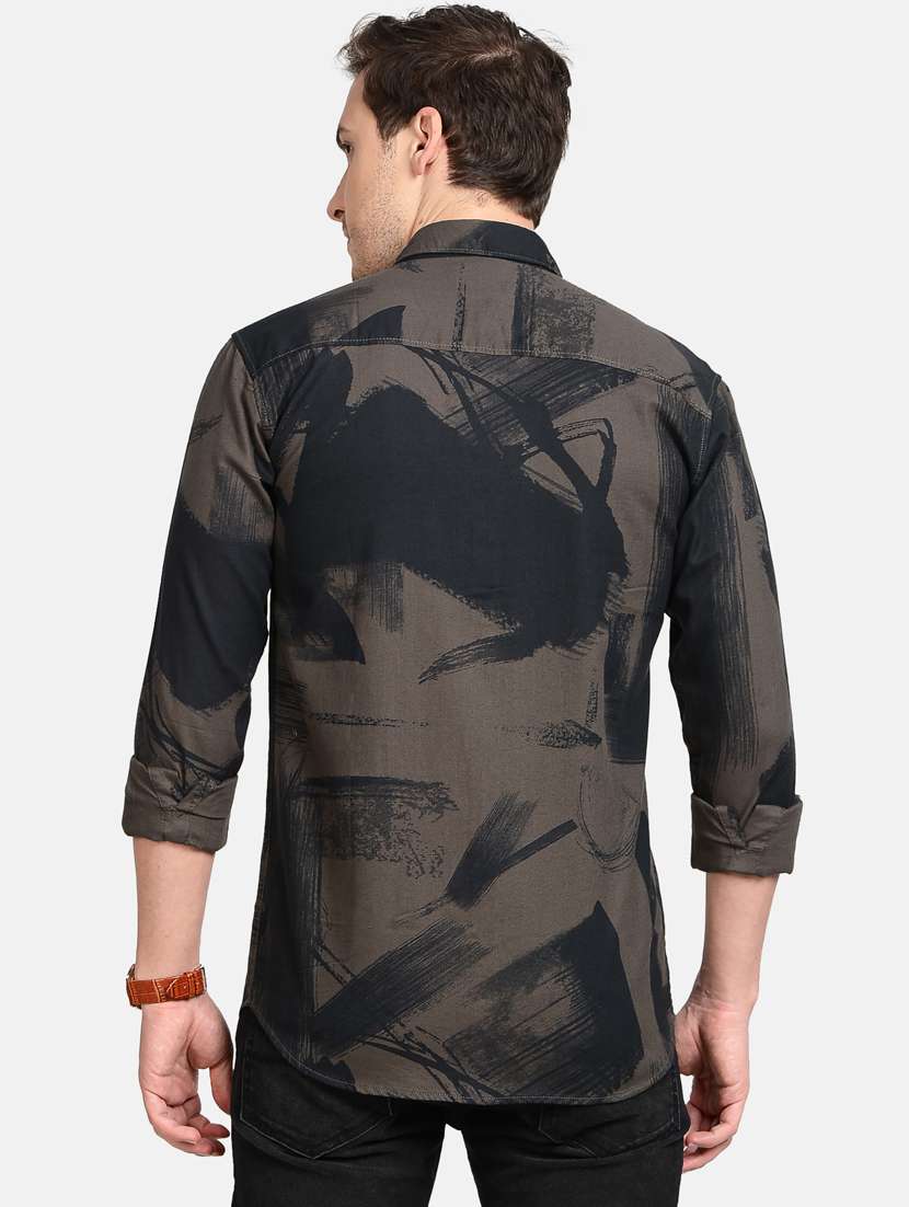 navy blue printed casual shirt - 17997824 - Standard Image - 2