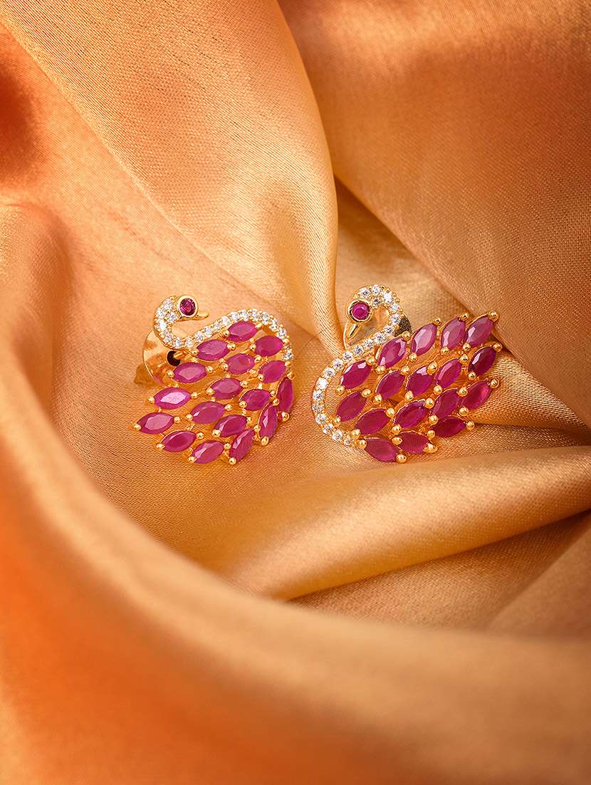 red brass studs earring