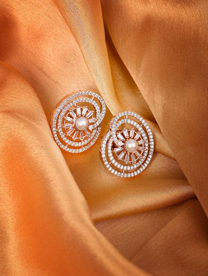 rose gold plated statement floral small stud earrings