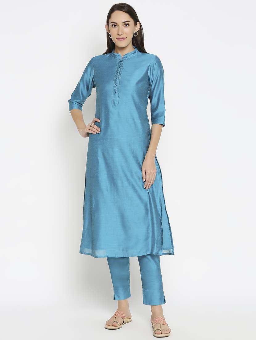 solid kurta pant set