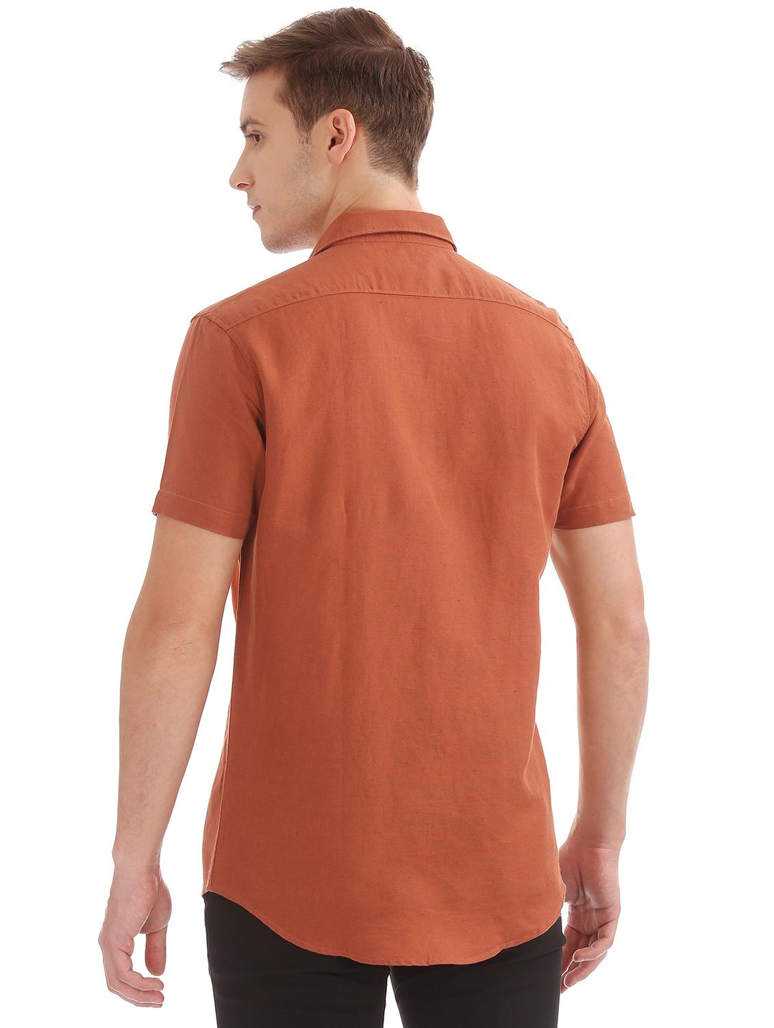 rust solid casual shirt - 17999824 - Standard Image - 2