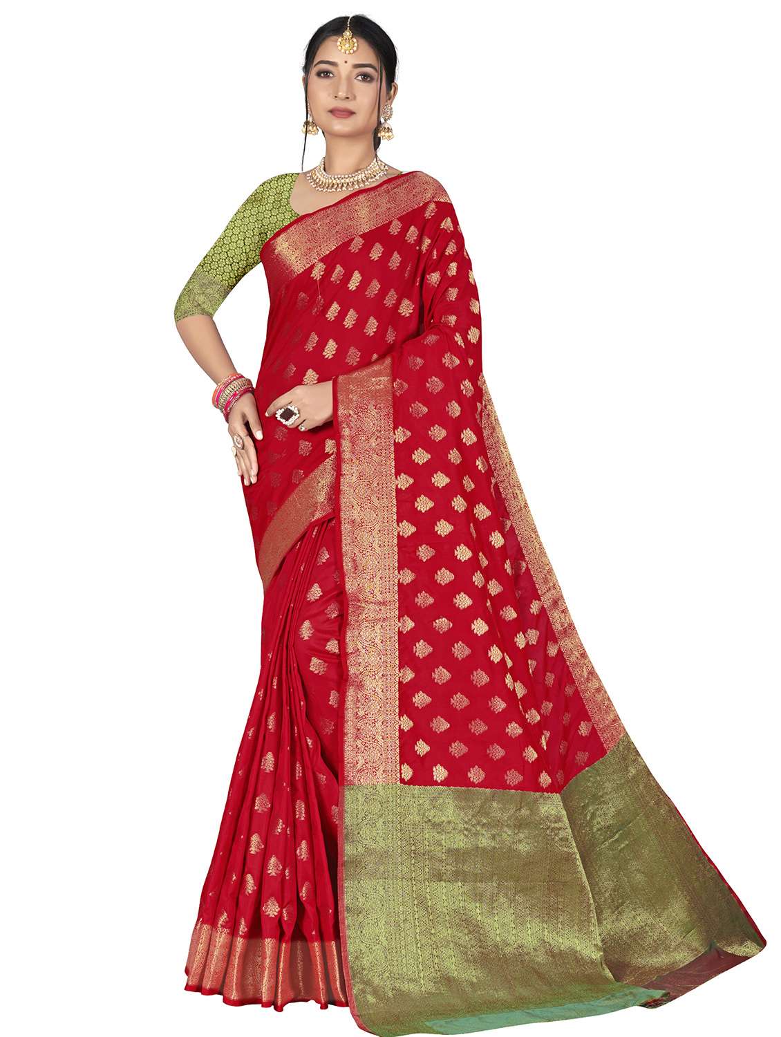 ethnic motifs woven saree with blouse