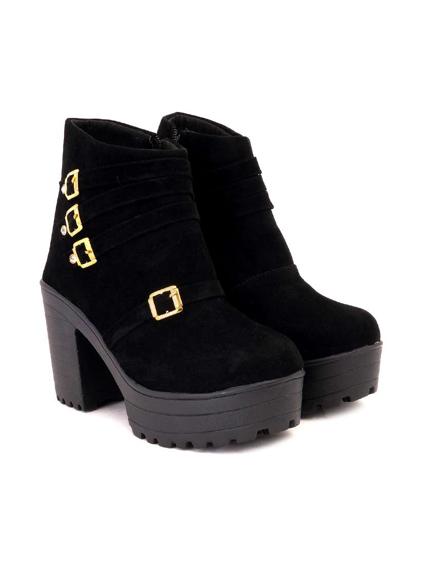 black zipper ankle boot