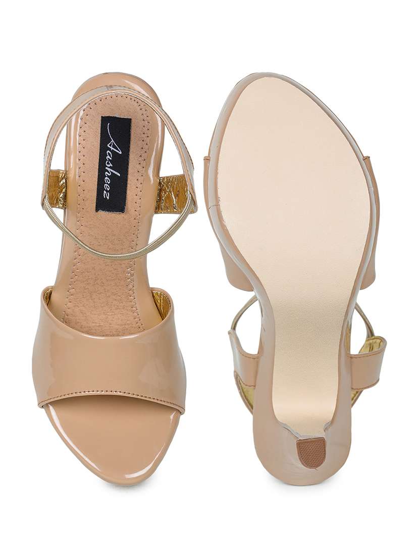 beige leatherette back strap sandals - 18003219 -  Standard Image - 2