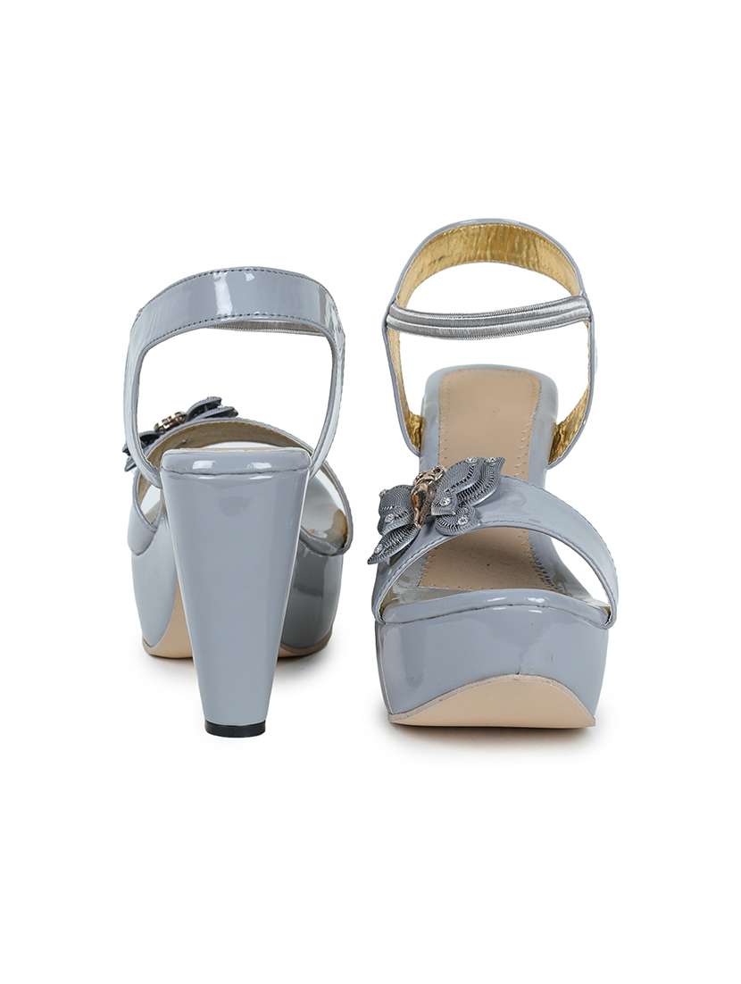 grey leatherette back strap sandals - 18003224 -  Standard Image - 2