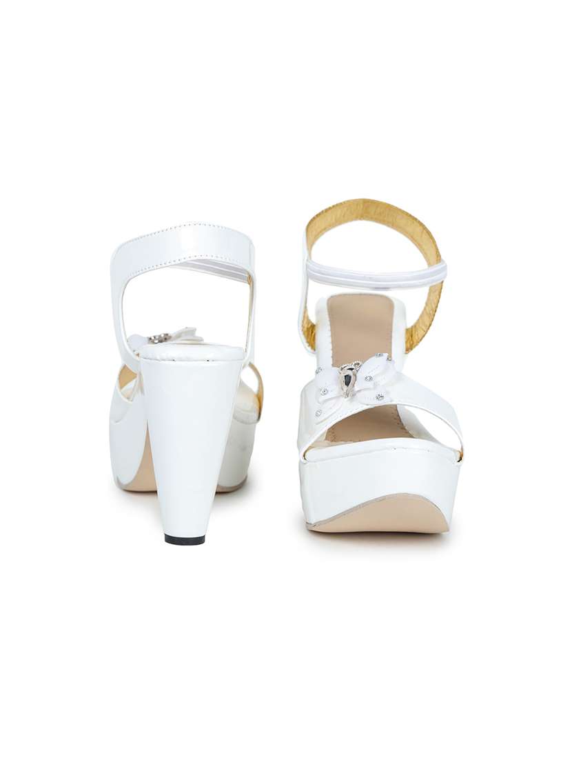 white leatherette back strap sandals - 18003226 -  Standard Image - 2