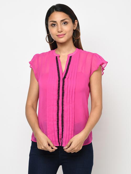 women's straight mandarin neck top - 18003519 -  Standard Image - 0