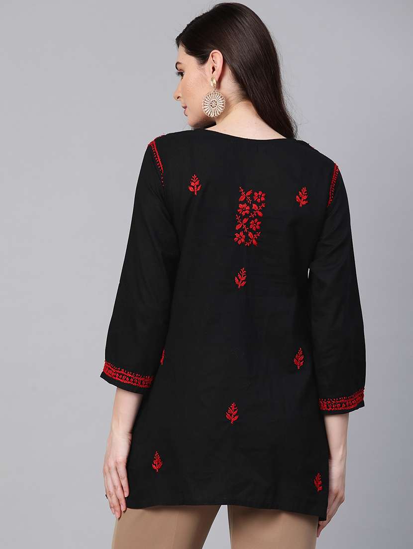 ada hand-embroidered black chikankari kurti  - 18005376 -  Standard Image - 2