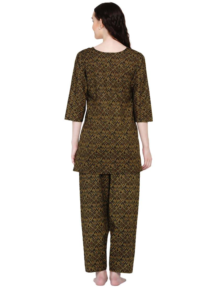 round neck printed nightwear pajama set  - 18005554 -  Standard Image - 2