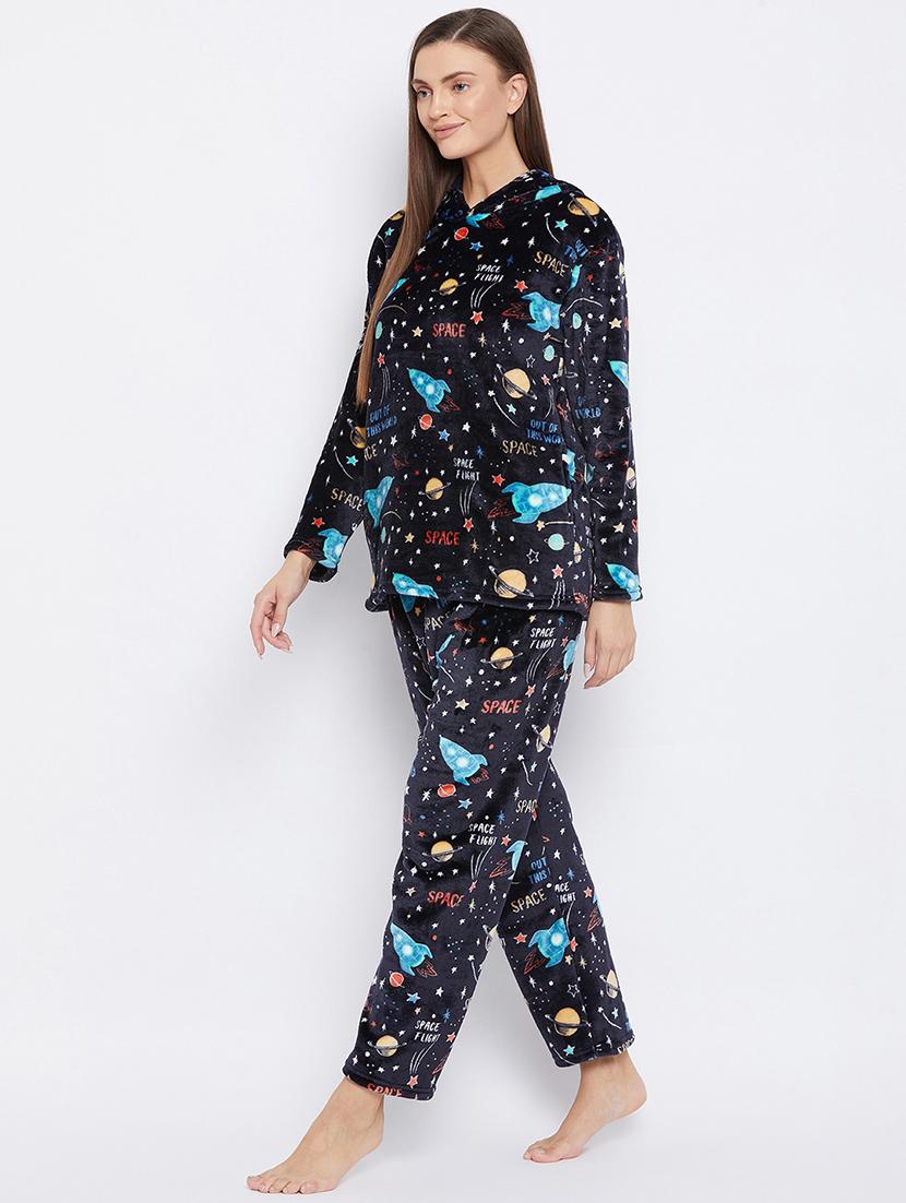 round neck printed nightwear pajama set - 18007192 - Standard Image - 2