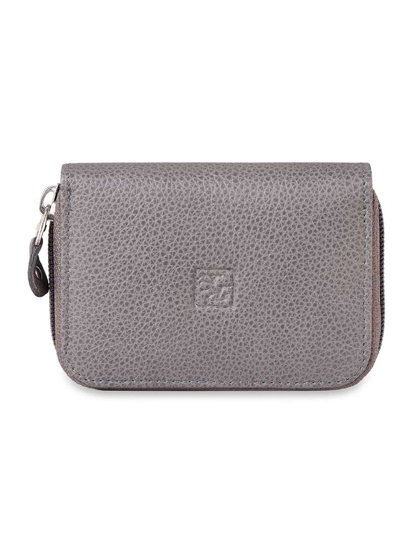 grey leather card holder