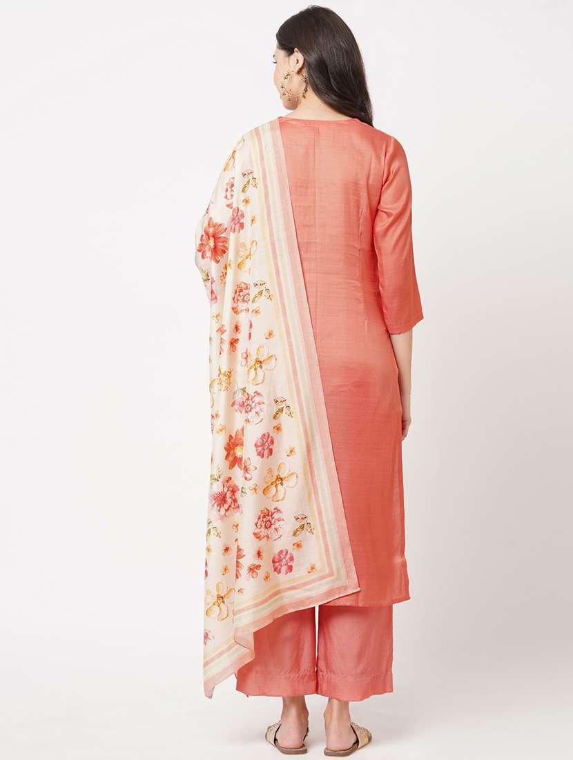 embroidered semi-stitched suit set  - 18008529 -  Standard Image - 2
