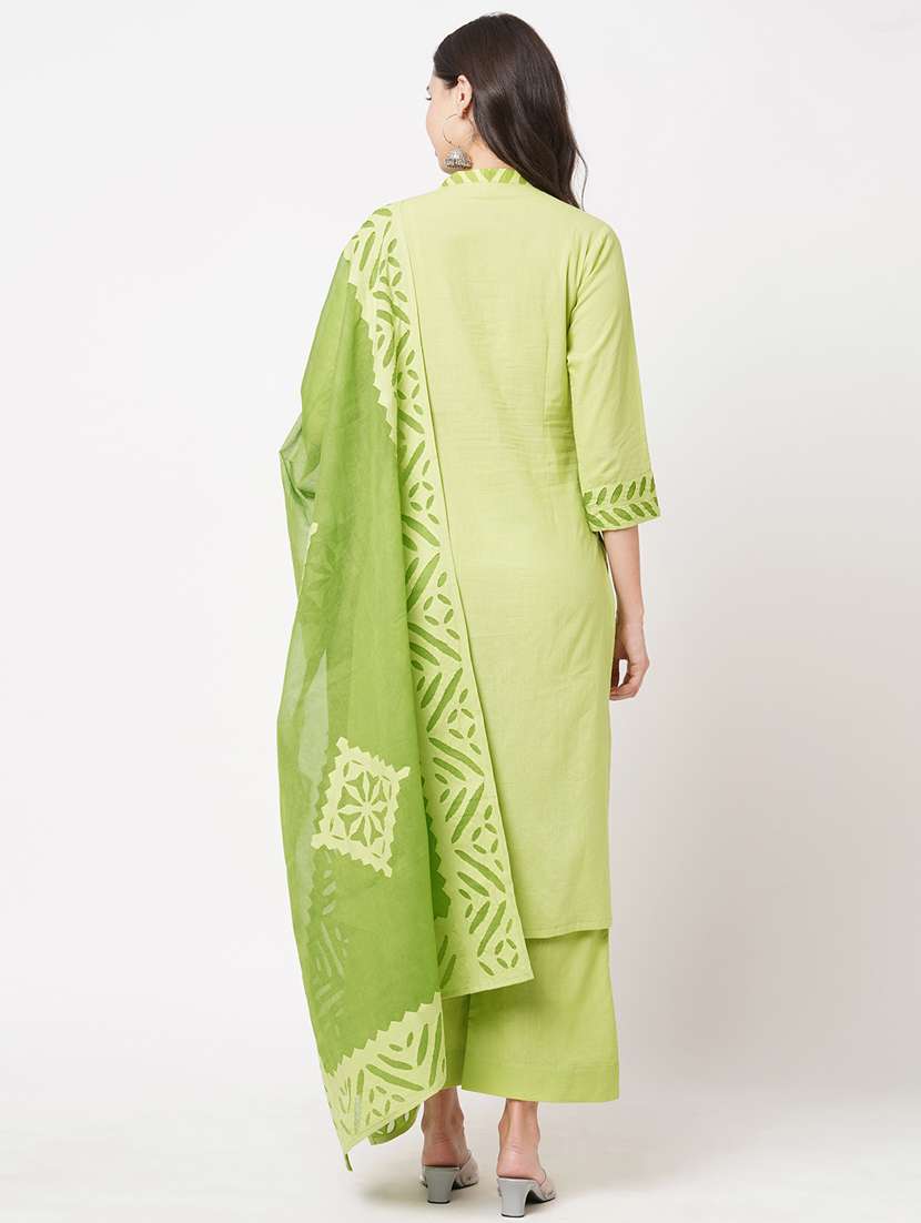 applique work semi-stitched suit set - 18008540 - Standard Image - 2