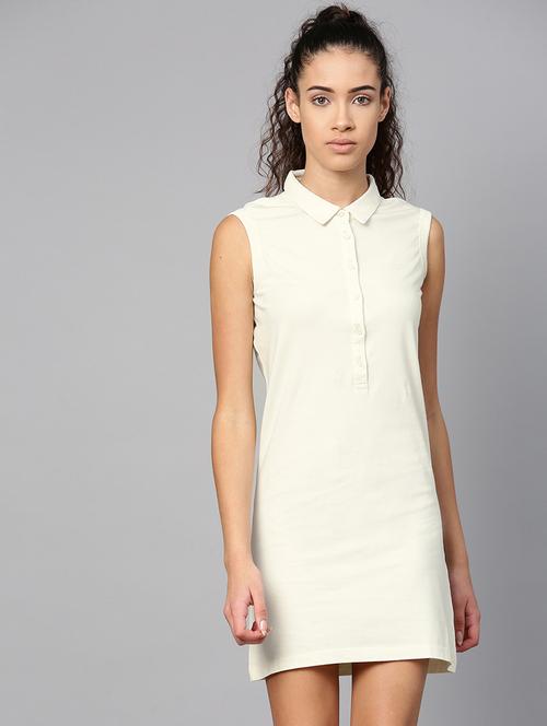 shirt collar solid a-line dress - 18009792 - Standard Image - 0