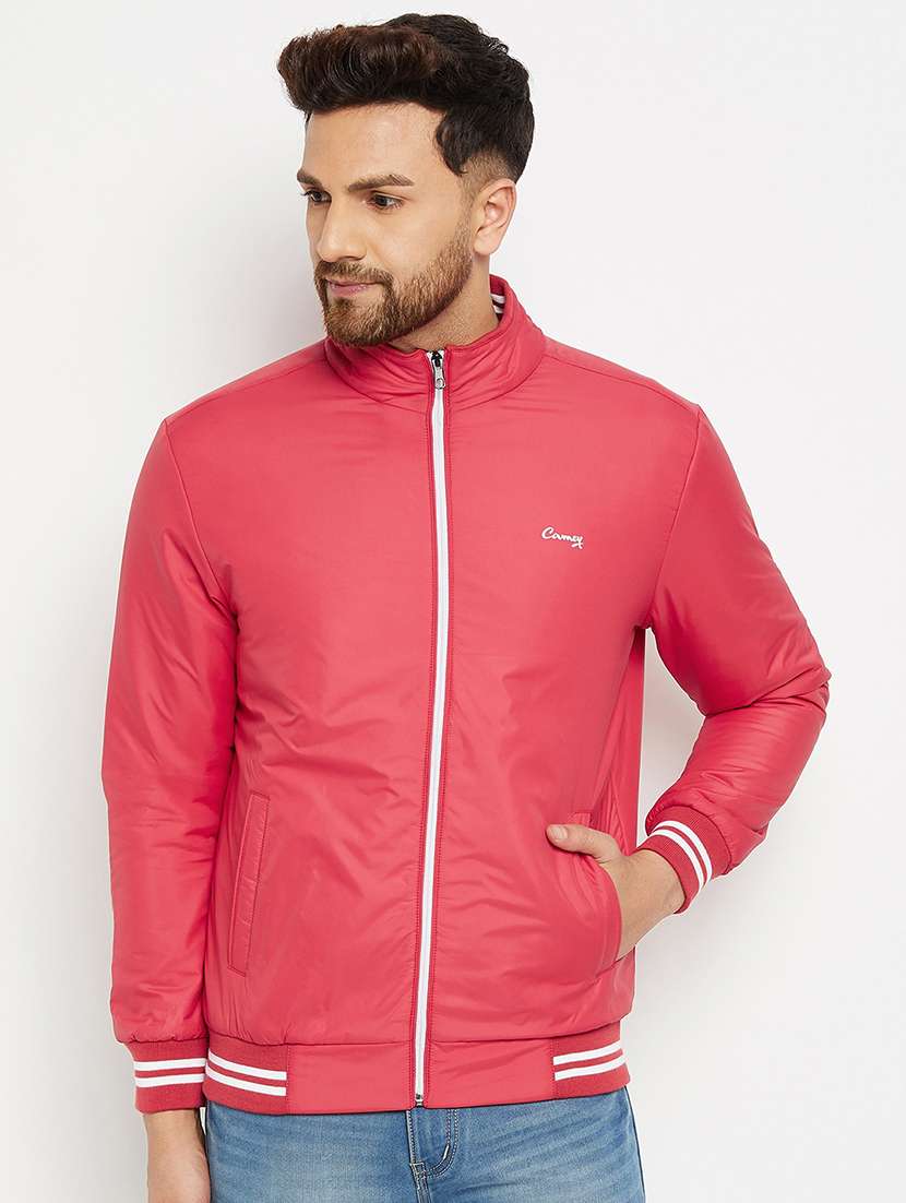 red solid bomber jacket