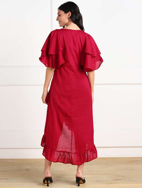 women's ruffle solid dress - 18010948 - Standard Image - 2