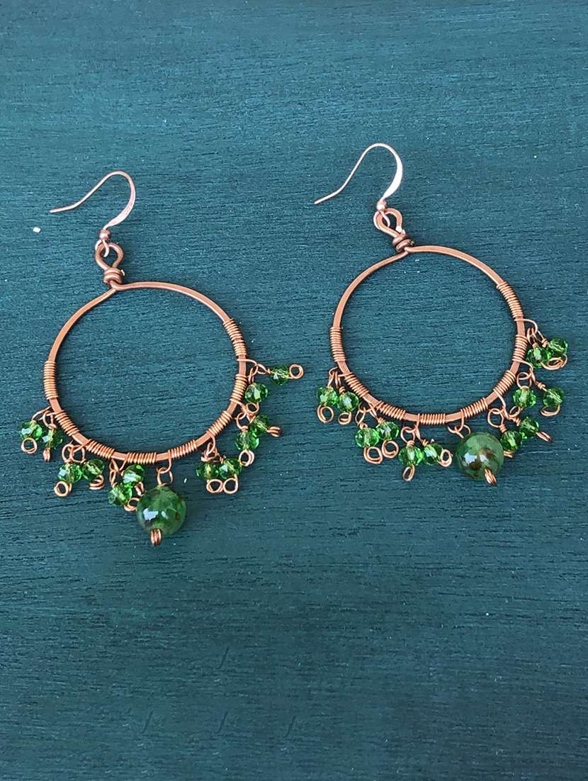 green stone hoop earring - 18010962 - Zoom Image - 0
