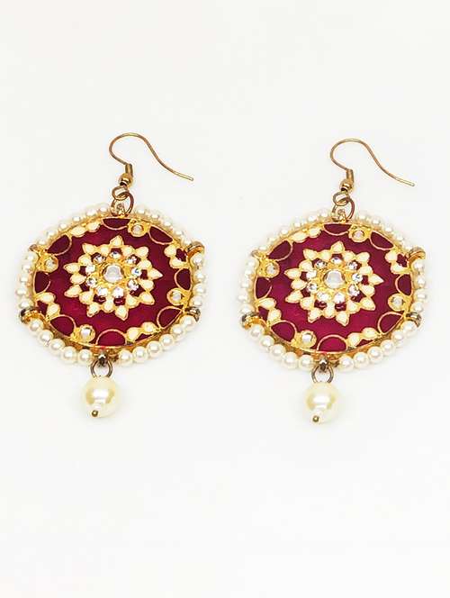 purple meenakari drop earring - 18010970 -  Standard Image - 0