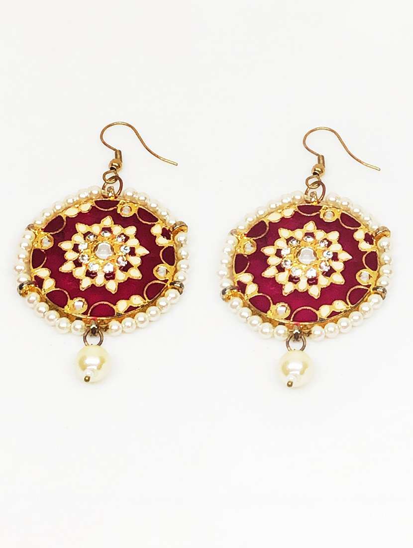 purple meenakari drop earring - 18010970 -  Zoom Image - 0