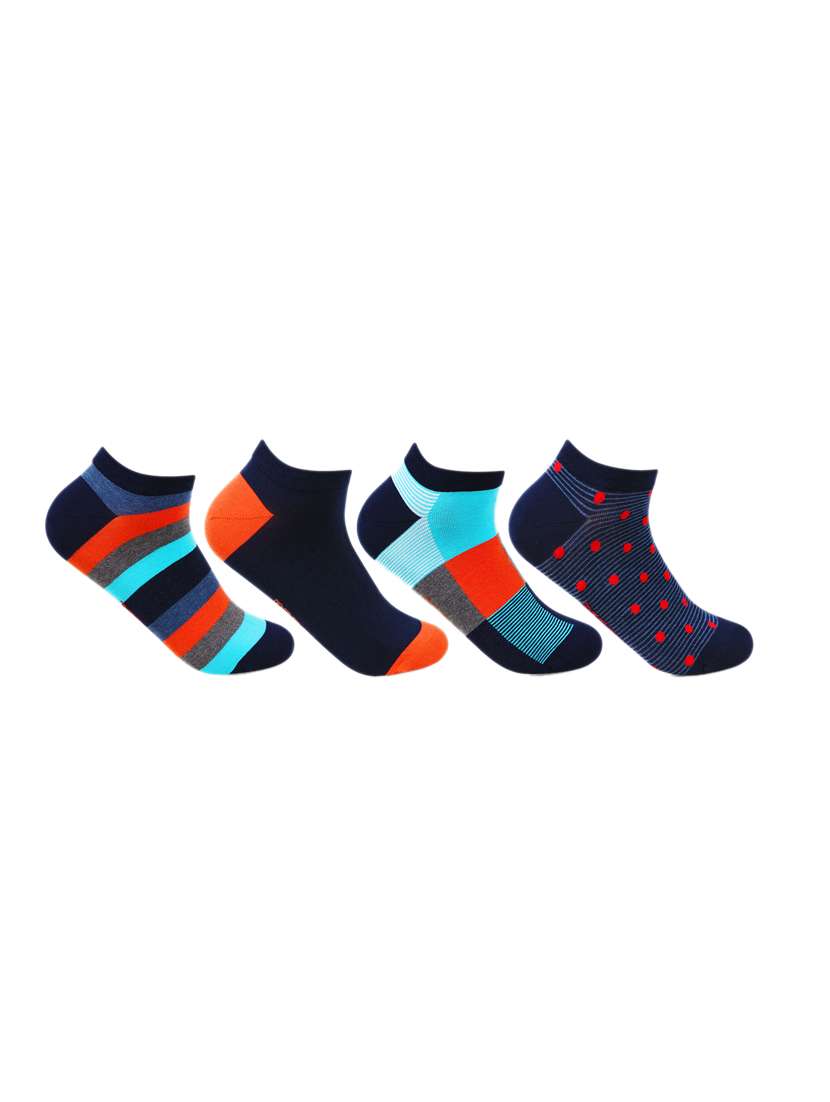 men pack of 4 printed ankle length socks