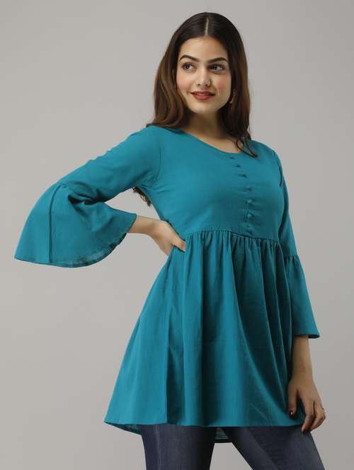 women's peplum round neck top - 18011492 -  Standard Image - 0