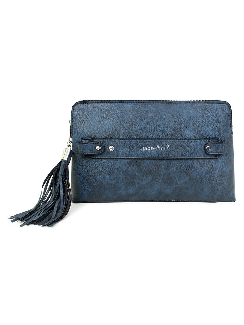 blue leatherette (pu) regular clutch - 18012310 - Zoom Image - 0