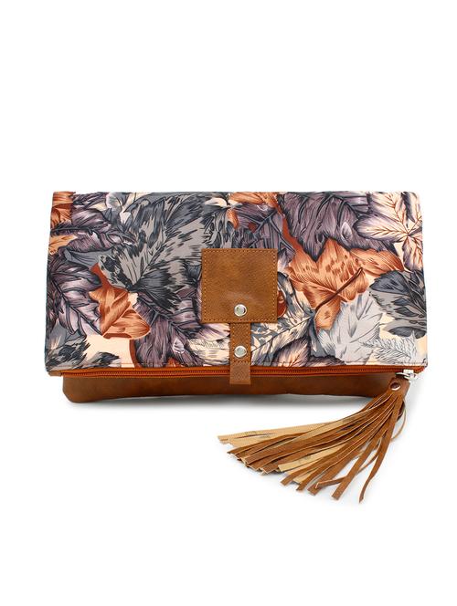 beige leatherette (pu) fold over clutch - 18012315 - Standard Image - 0