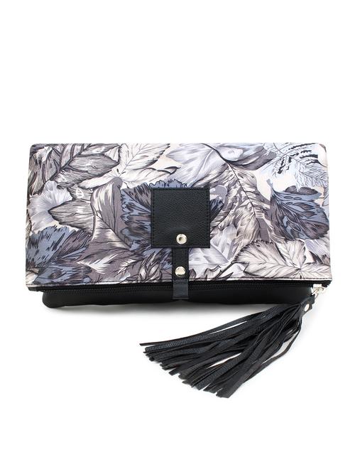 grey leatherette (pu) fold over clutch - 18012317 - Standard Image - 0