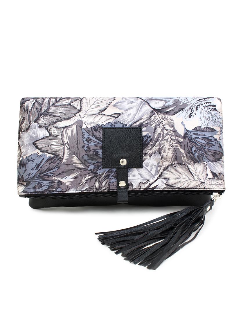 grey leatherette (pu) fold over clutch - 18012317 - Zoom Image - 0