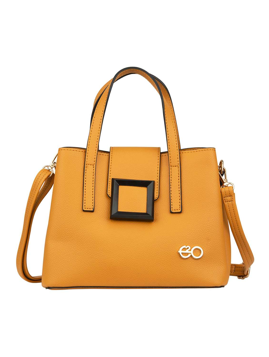 yellow leatherette (pu) fashion satchel