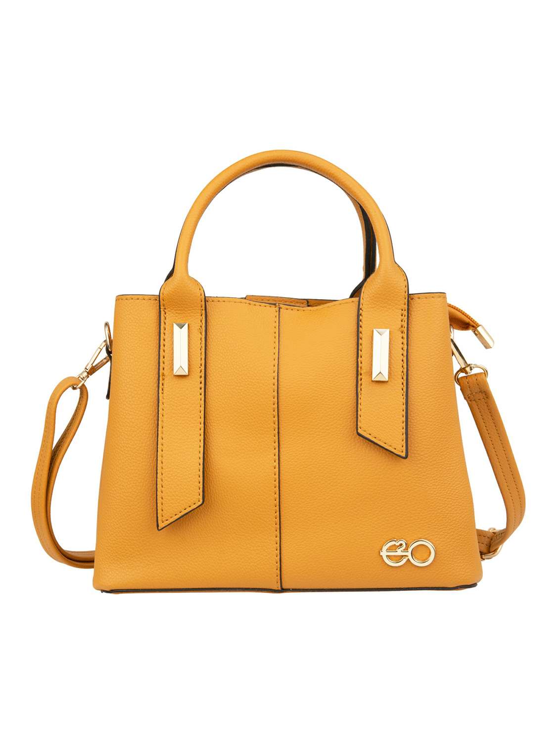 yellow leatherette (pu) fashion satchel