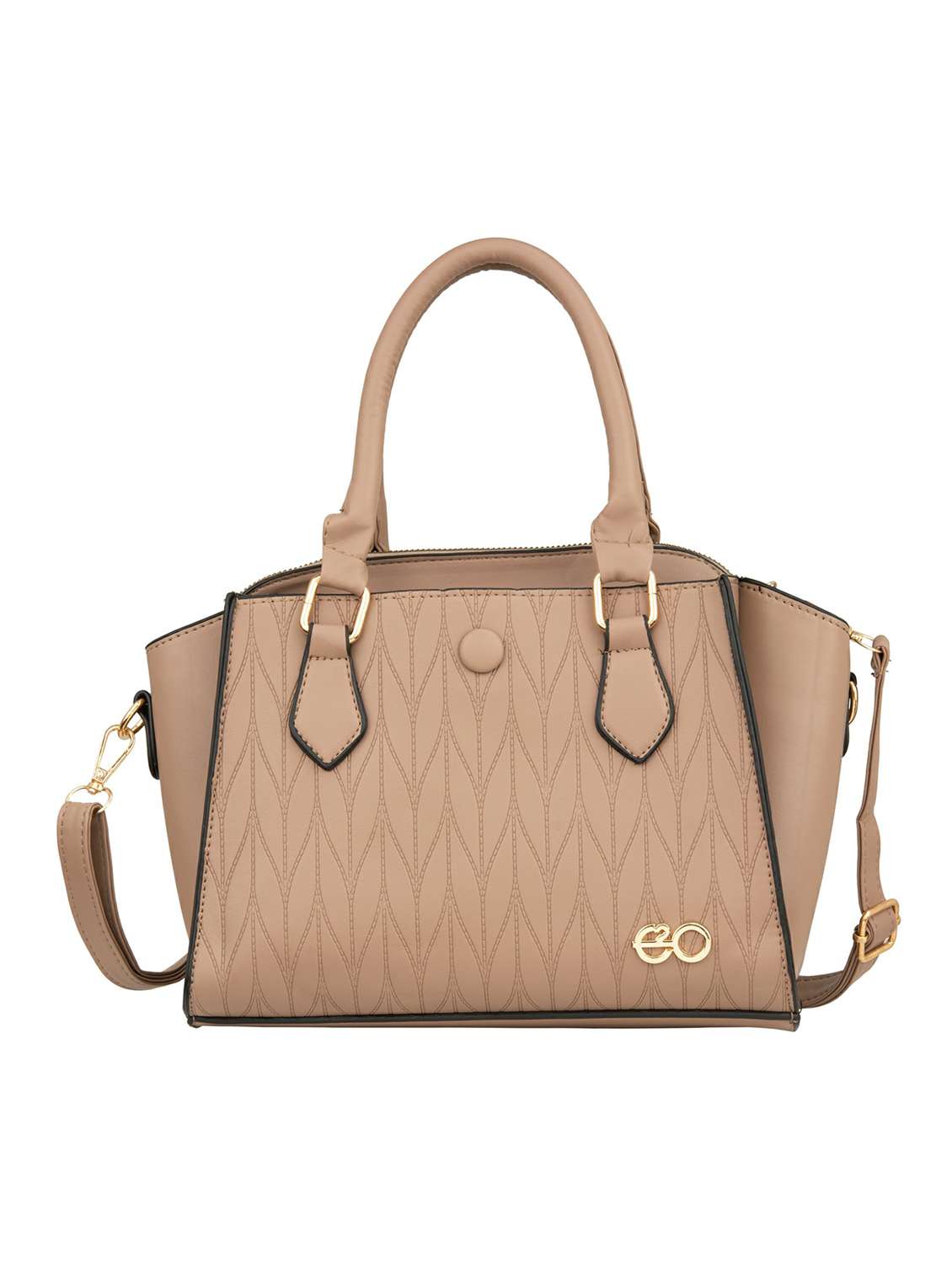 beige leatherette (pu) fashion satchel