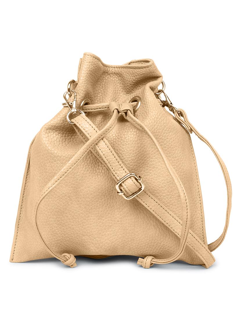 beige leatherette (pu) sling bag - 18012824 -  Zoom Image - 0