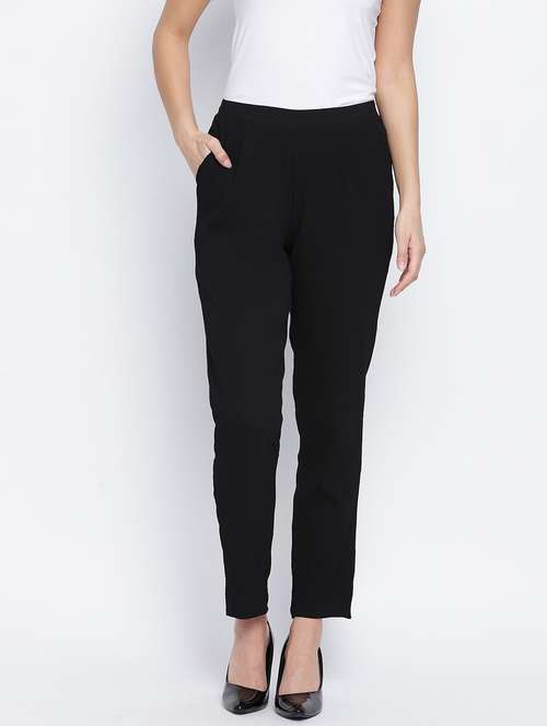 solid black pleated trouser - 18013221 -  Standard Image - 0