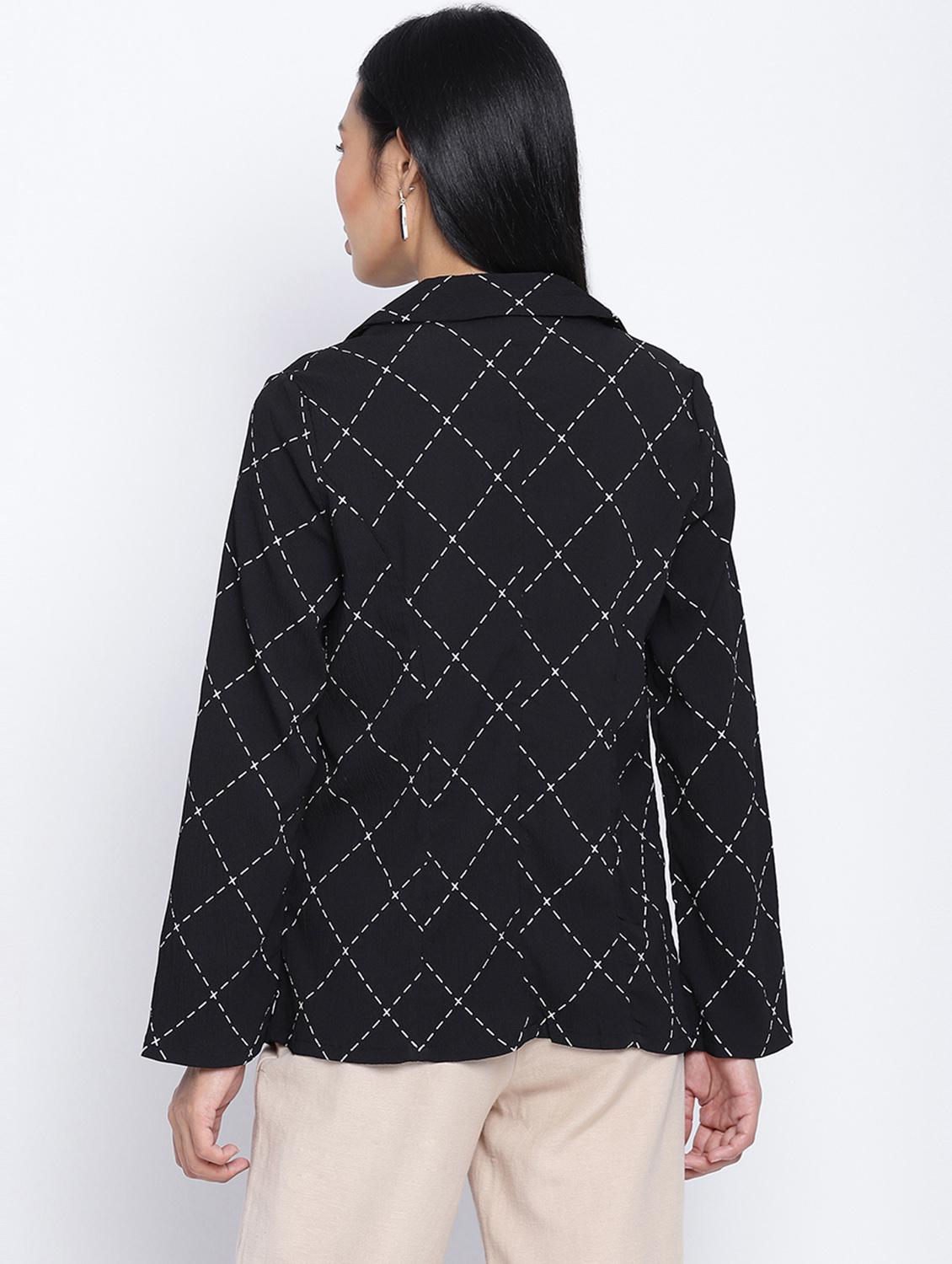lapel neck checkered blazer - 18013333 - Standard Image - 2
