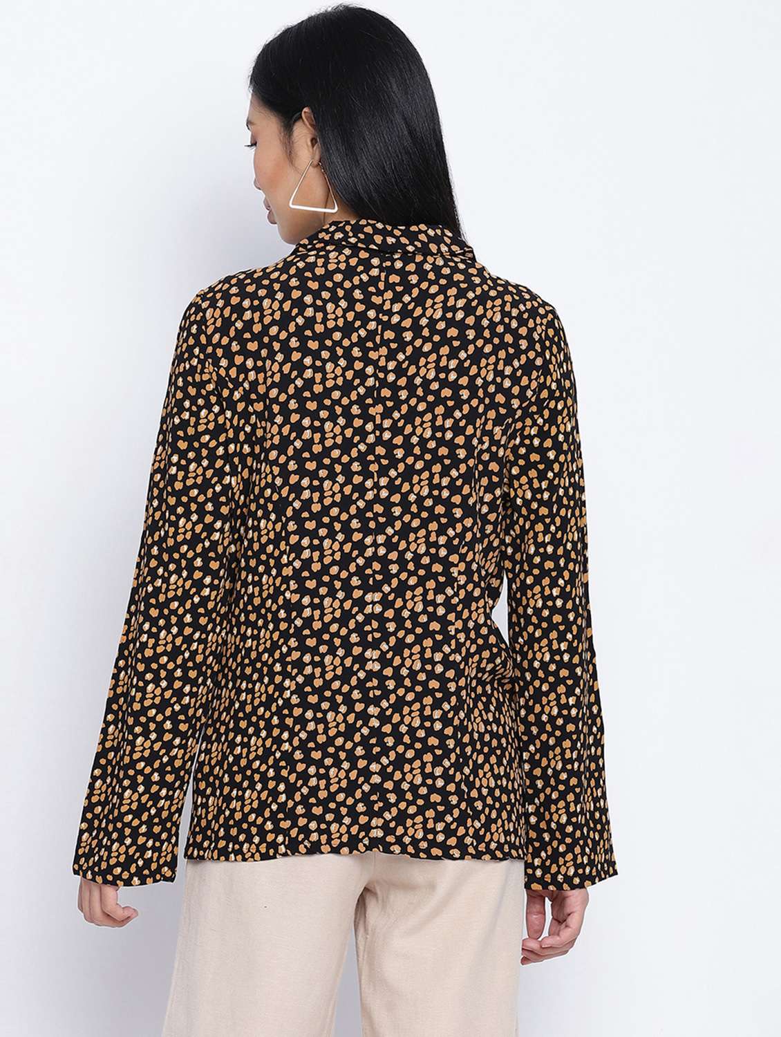 lapel neck printed blazer - 18013335 - Standard Image - 2