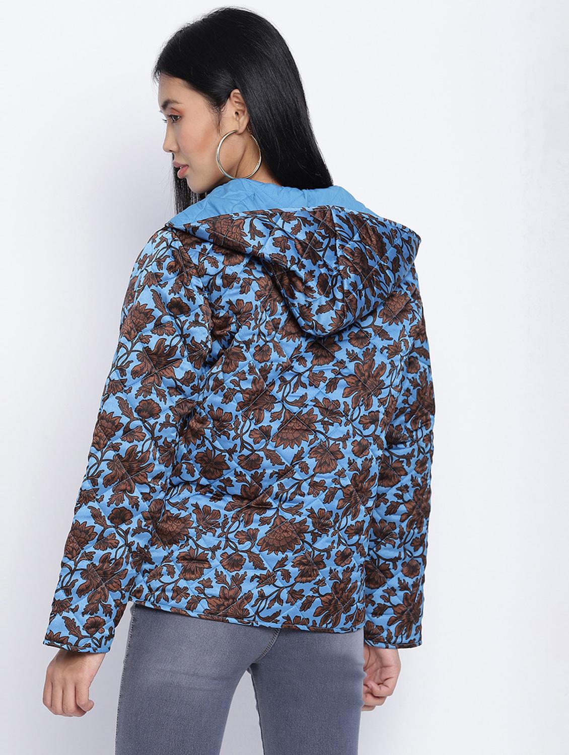 hooded neck floral jacket - 18013344 - Standard Image - 2