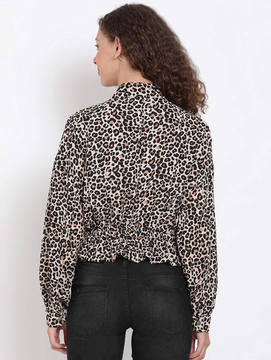 tie front animal print jacket - 18013349 - Standard Image - 2